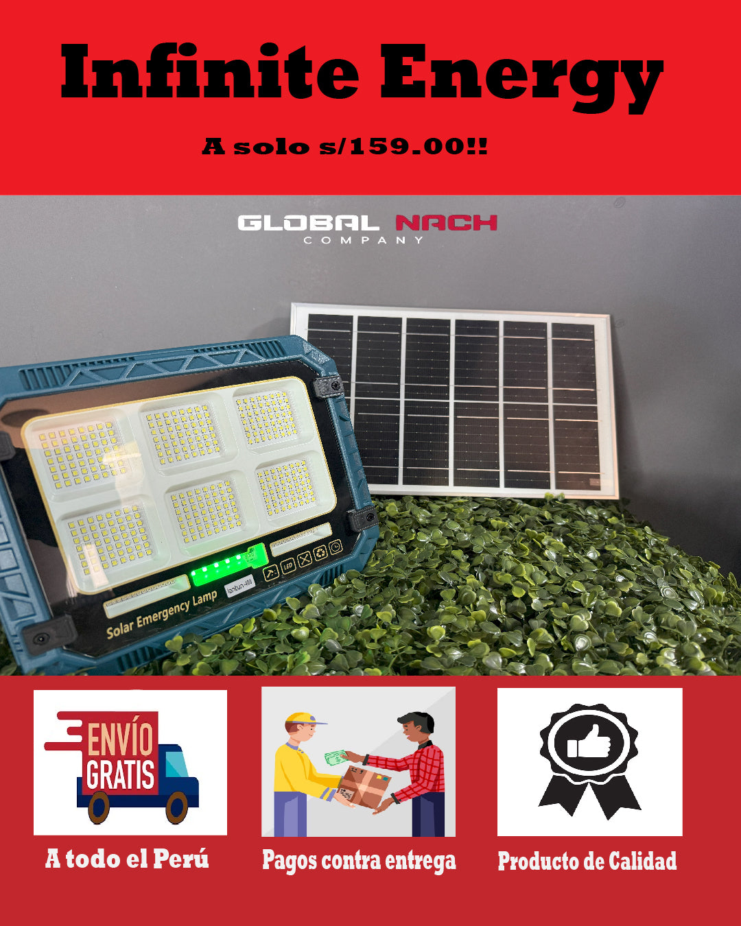 REFLECTOR DE 400W CON PANEL SOLAR