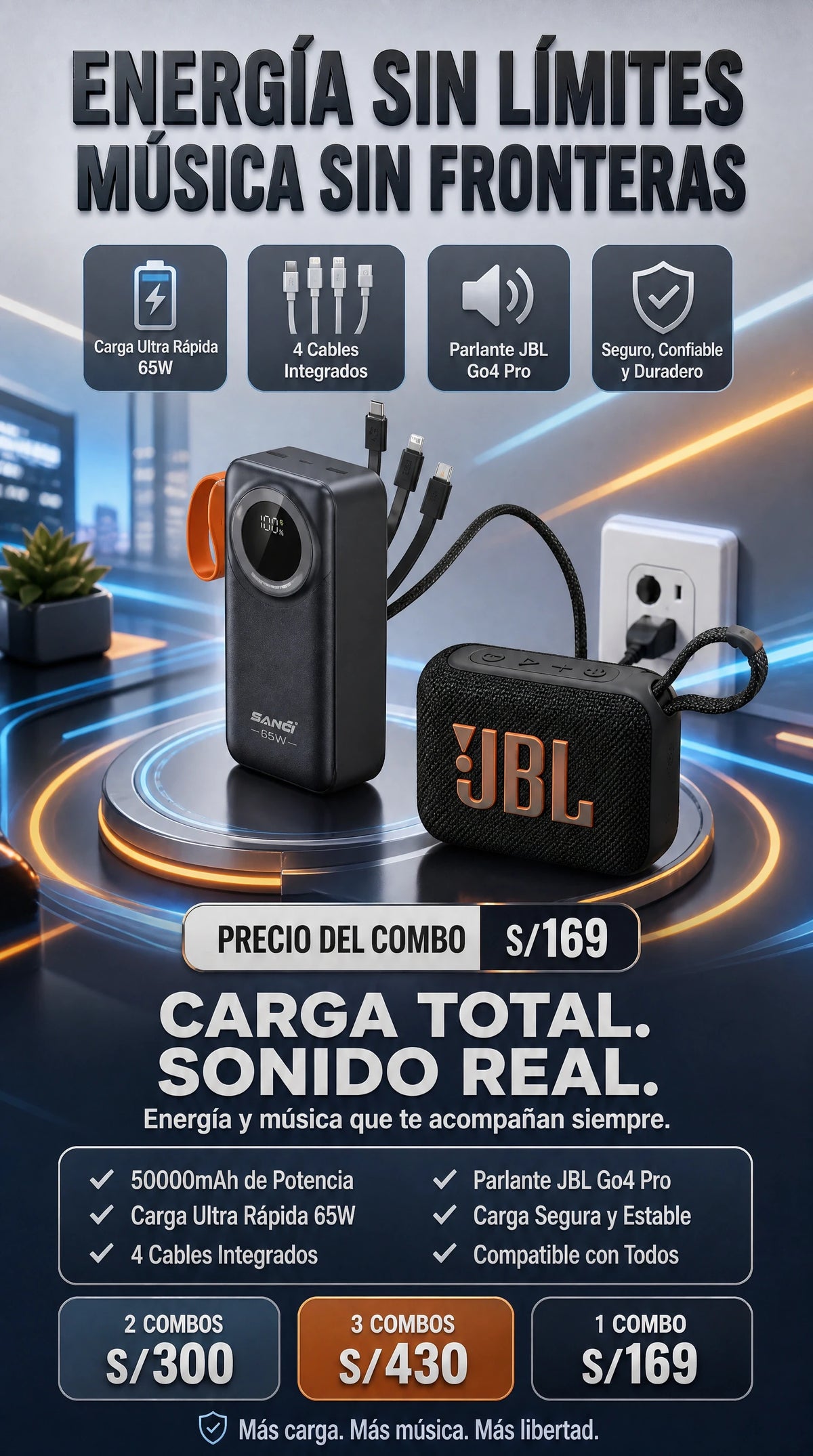 Combo de PowerBank con Jbl